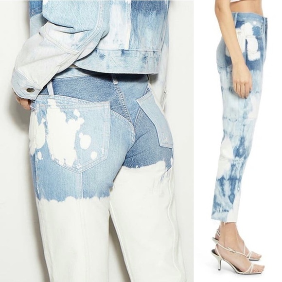 NWT FRAME 90s High Rise Acid Wash Denim Ankle Crop Raw Hem Straight Leg Jeans 25 - Picture 6 of 14